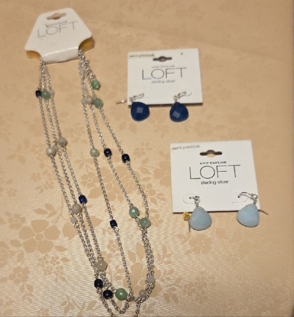 LOFT Sterling Silver Necklace with Blue and Green Accents